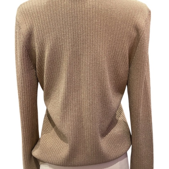 Talbots METALLIC RIBBED V-NECK CARDIGAN Size Medium - Picture 3 of 3